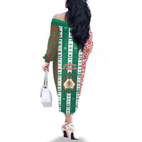 Tsardom Of Bulgaria Family Matching Off The Shoulder Long Sleeve Dress and Hawaiian Shirt Slavic Patterns - Wonder Print Shop