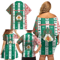 Tsardom Of Bulgaria Family Matching Off Shoulder Short Dress and Hawaiian Shirt Slavic Patterns - Wonder Print Shop
