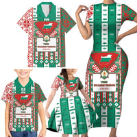 Tsardom Of Bulgaria Family Matching Short Sleeve Bodycon Dress and Hawaiian Shirt Slavic Patterns - Wonder Print Shop