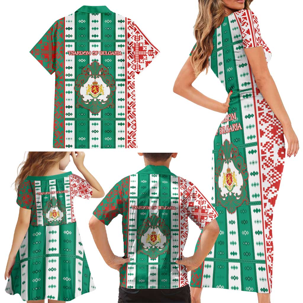 Tsardom Of Bulgaria Family Matching Short Sleeve Bodycon Dress and Hawaiian Shirt Slavic Patterns - Wonder Print Shop