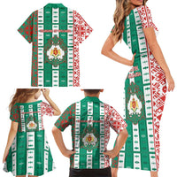Tsardom Of Bulgaria Family Matching Short Sleeve Bodycon Dress and Hawaiian Shirt Slavic Patterns - Wonder Print Shop