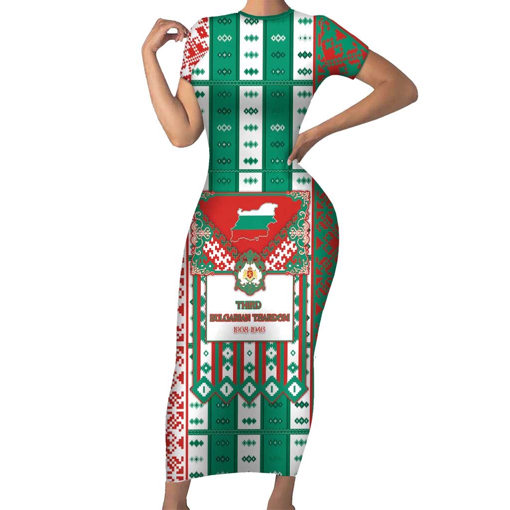 Tsardom Of Bulgaria Family Matching Short Sleeve Bodycon Dress and Hawaiian Shirt Slavic Patterns - Wonder Print Shop