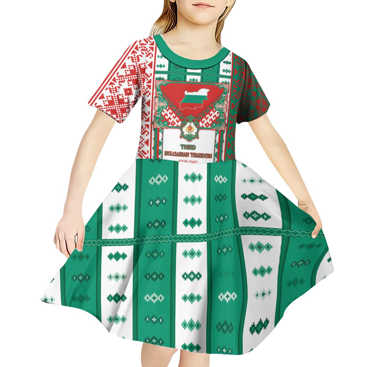Tsardom Of Bulgaria Kid Short Sleeve Dress Slavic Patterns - Wonder Print Shop
