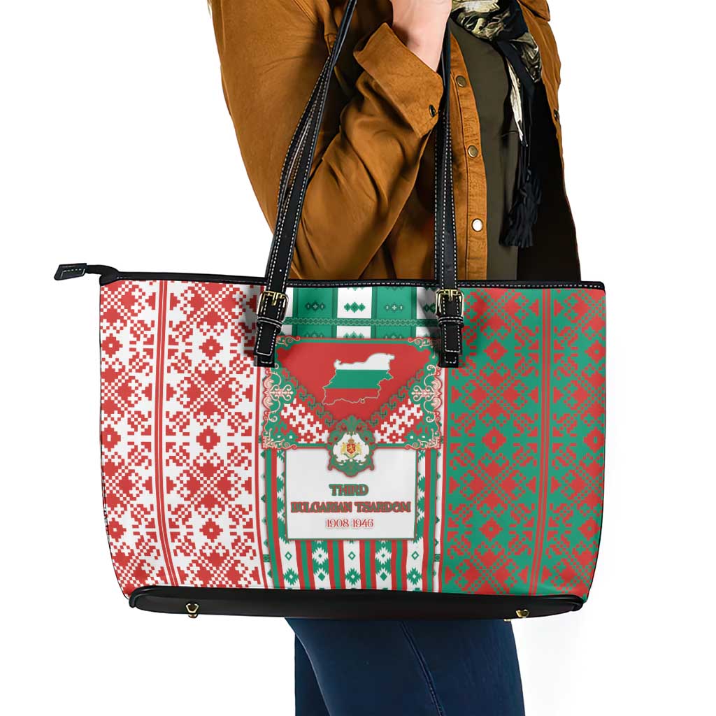 Tsardom Of Bulgaria Leather Tote Bag Slavic Patterns - Wonder Print Shop