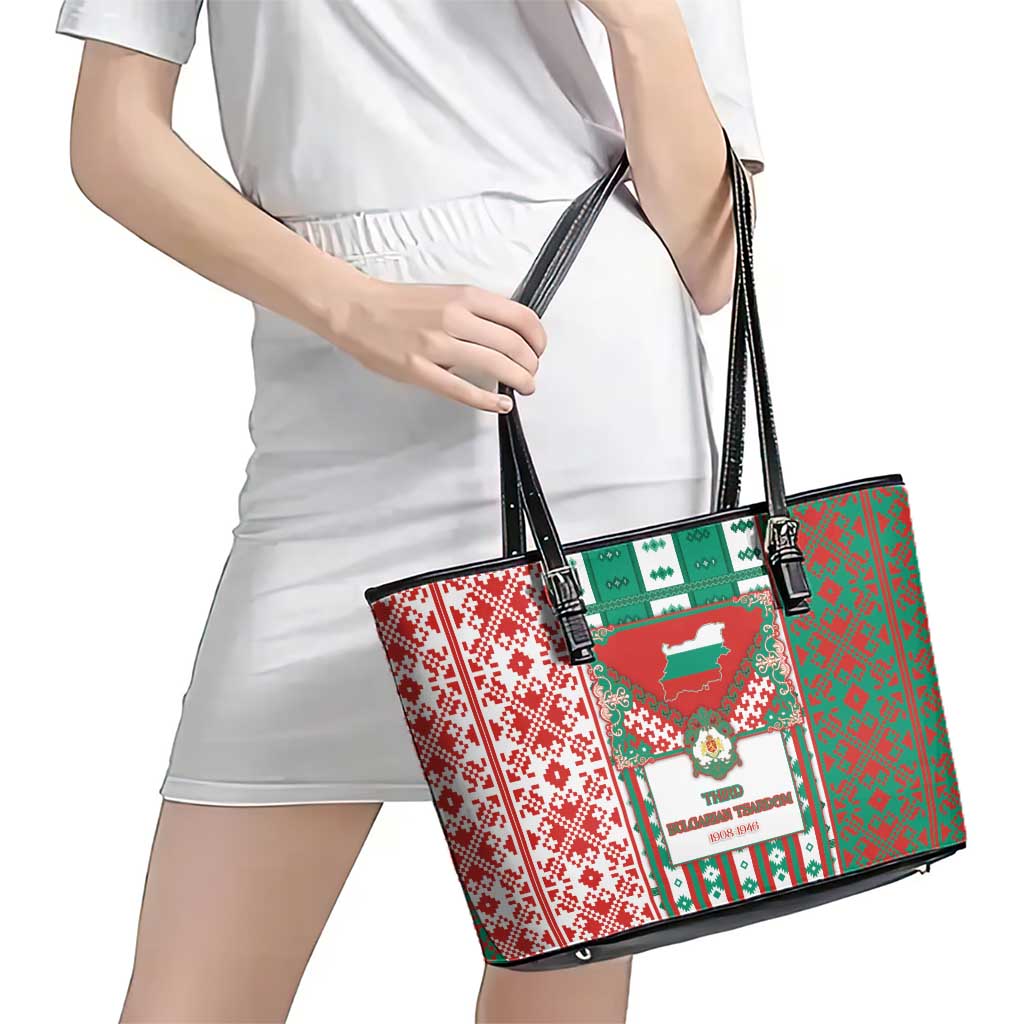 Tsardom Of Bulgaria Leather Tote Bag Slavic Patterns - Wonder Print Shop
