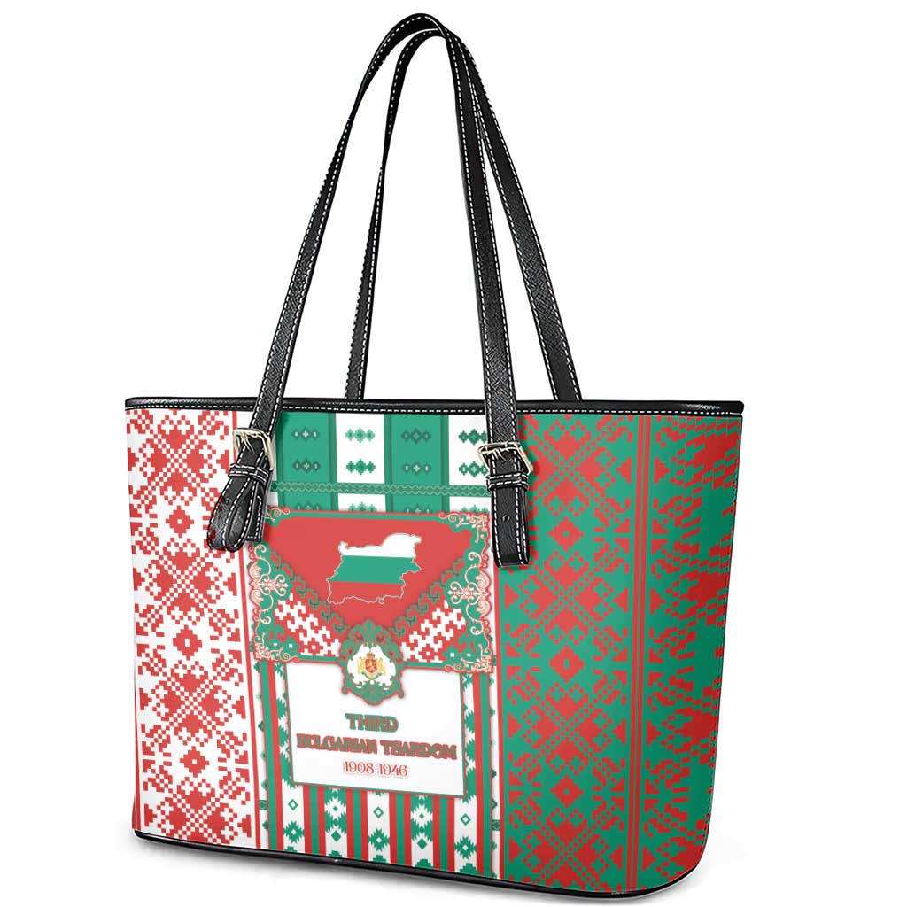 Tsardom Of Bulgaria Leather Tote Bag Slavic Patterns - Wonder Print Shop