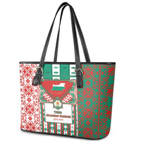 Tsardom Of Bulgaria Leather Tote Bag Slavic Patterns - Wonder Print Shop