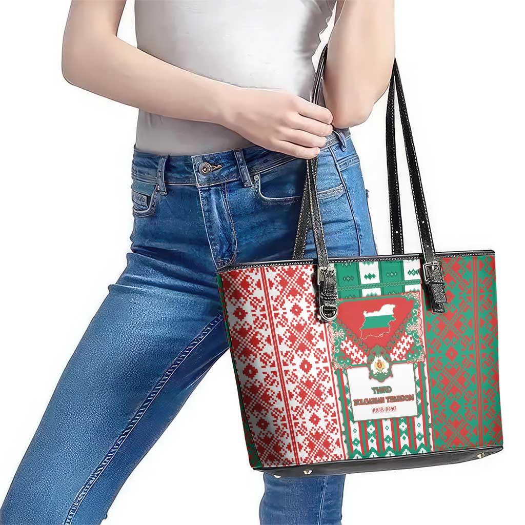 Tsardom Of Bulgaria Leather Tote Bag Slavic Patterns - Wonder Print Shop