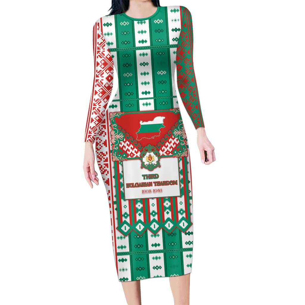 Tsardom Of Bulgaria Long Sleeve Bodycon Dress Slavic Patterns - Wonder Print Shop