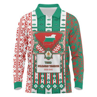 Tsardom Of Bulgaria Long Sleeve Polo Shirt Slavic Patterns - Wonder Print Shop