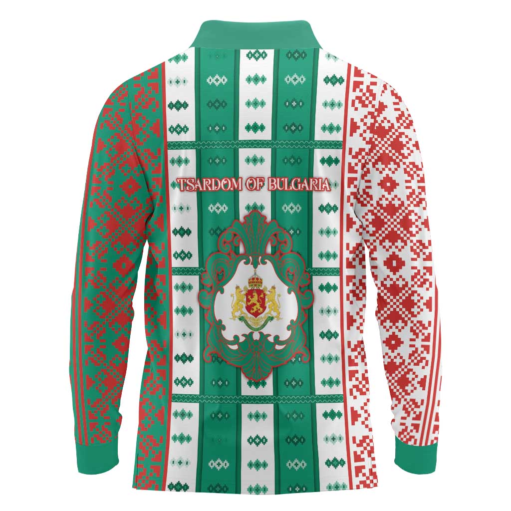 Tsardom Of Bulgaria Long Sleeve Polo Shirt Slavic Patterns - Wonder Print Shop