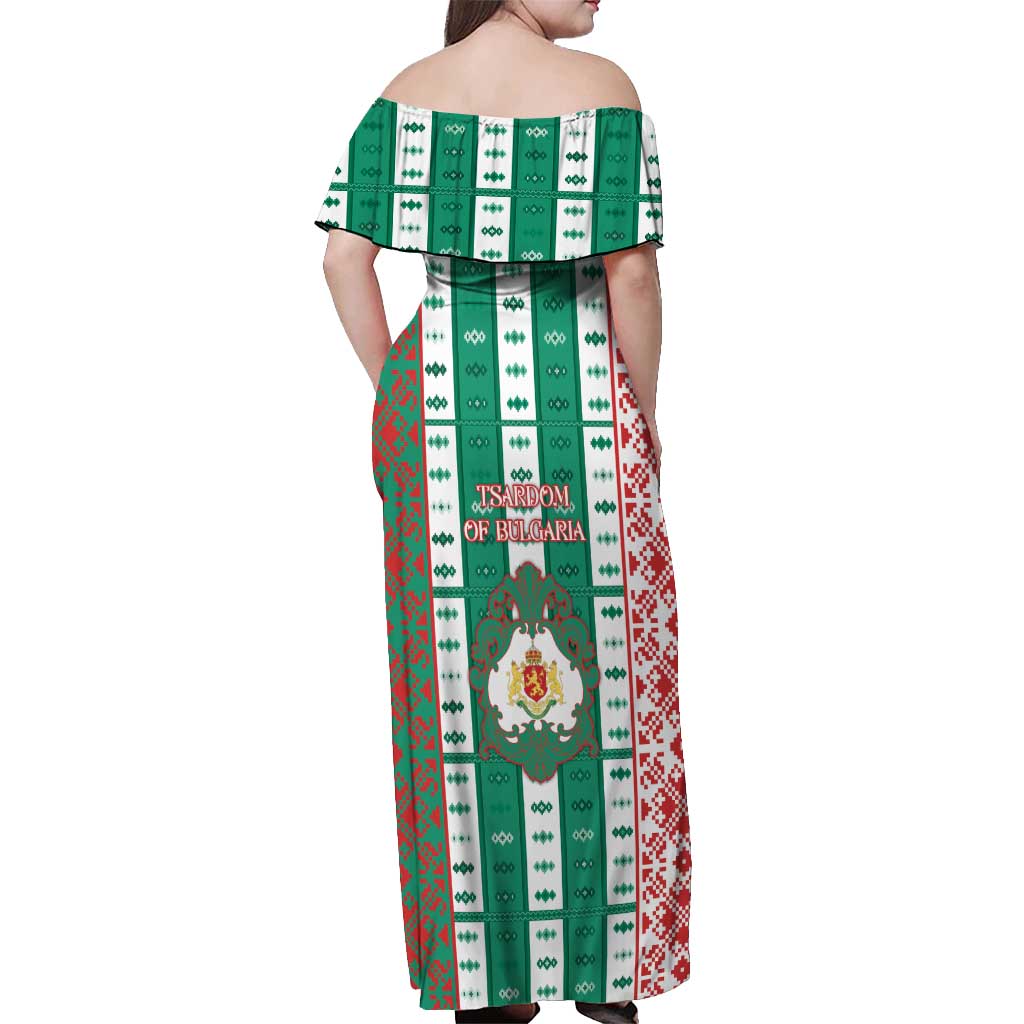 Tsardom Of Bulgaria Off Shoulder Maxi Dress Slavic Patterns - Wonder Print Shop