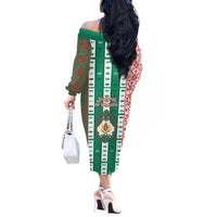 Tsardom Of Bulgaria Off The Shoulder Long Sleeve Dress Slavic Patterns - Wonder Print Shop