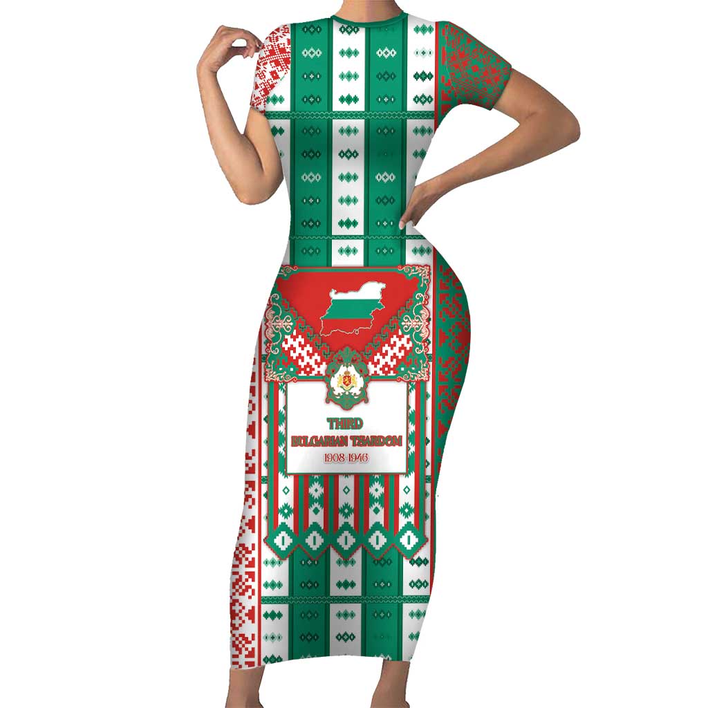 Tsardom Of Bulgaria Short Sleeve Bodycon Dress Slavic Patterns - Wonder Print Shop