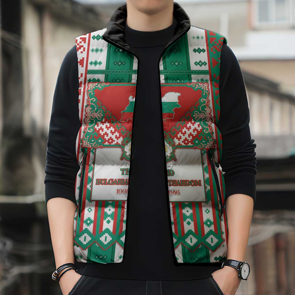 Tsardom Of Bulgaria Sleeveless Puffer Jacket Slavic Patterns - Wonder Print Shop