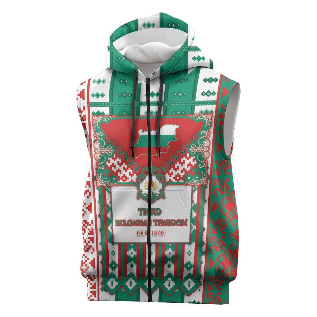Tsardom Of Bulgaria Sleeveless Zip Hoodie Slavic Patterns - Wonder Print Shop