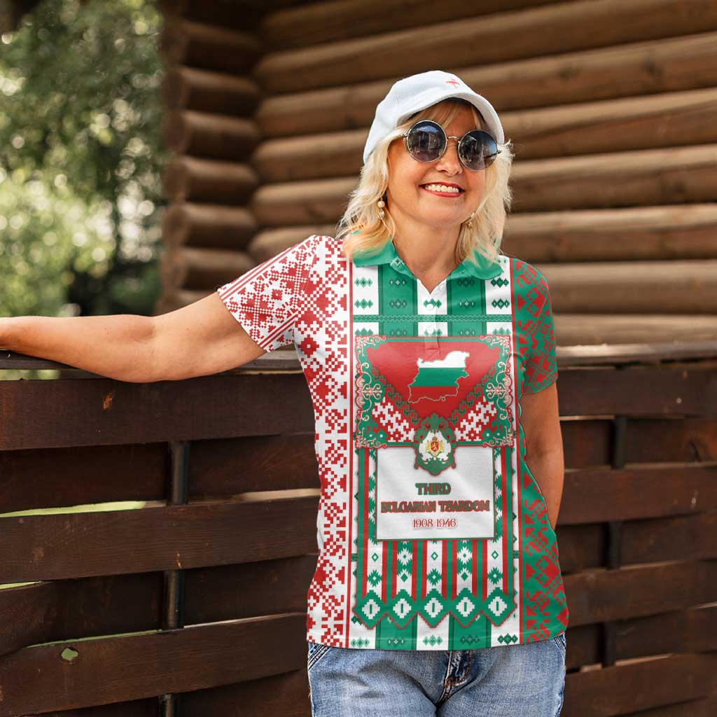 Tsardom Of Bulgaria Women Polo Shirt Slavic Patterns - Wonder Print Shop