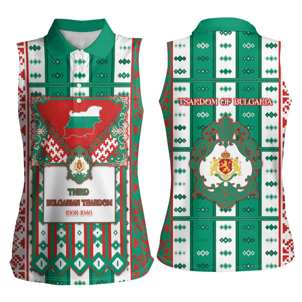 Tsardom Of Bulgaria Women Sleeveless Polo Shirt Slavic Patterns - Wonder Print Shop