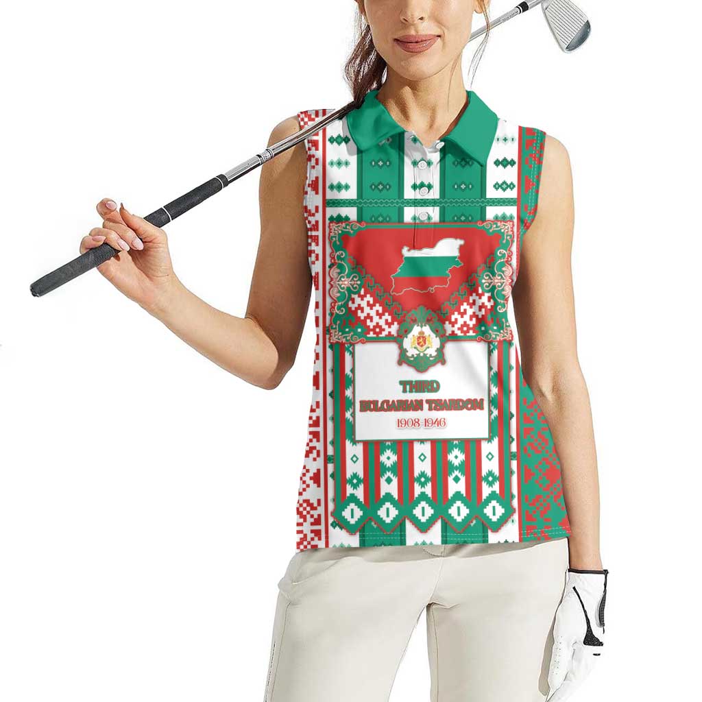 Tsardom Of Bulgaria Women Sleeveless Polo Shirt Slavic Patterns - Wonder Print Shop