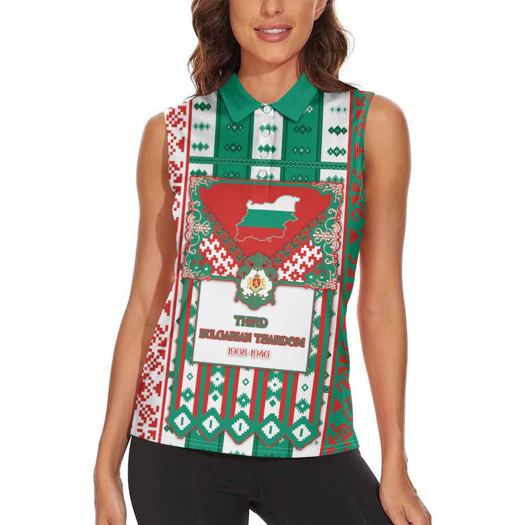 Tsardom Of Bulgaria Women Sleeveless Polo Shirt Slavic Patterns - Wonder Print Shop