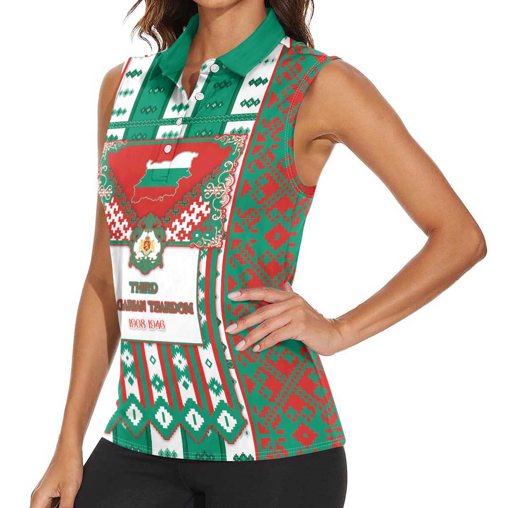 Tsardom Of Bulgaria Women Sleeveless Polo Shirt Slavic Patterns - Wonder Print Shop