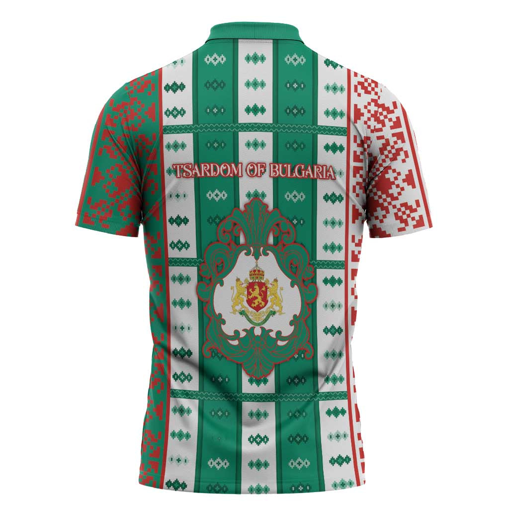 Tsardom Of Bulgaria Zipper Polo Shirt Slavic Patterns - Wonder Print Shop