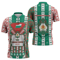 Tsardom Of Bulgaria Zipper Polo Shirt Slavic Patterns - Wonder Print Shop