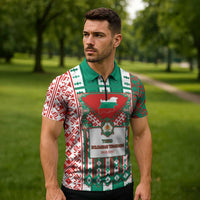 Tsardom Of Bulgaria Zipper Polo Shirt Slavic Patterns - Wonder Print Shop