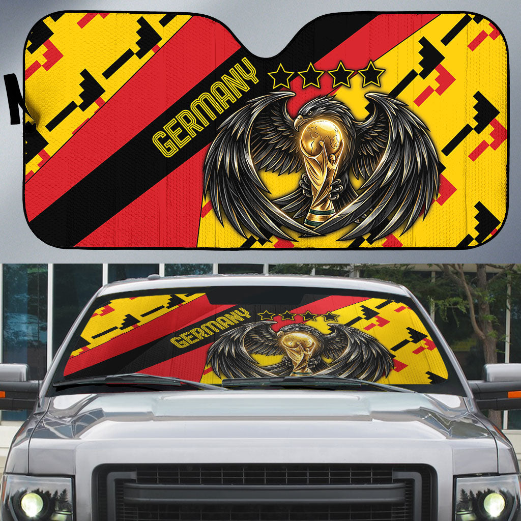 Germany Football Auto Sun Shade Majestic Eagle And Gold Trophy Unique Style