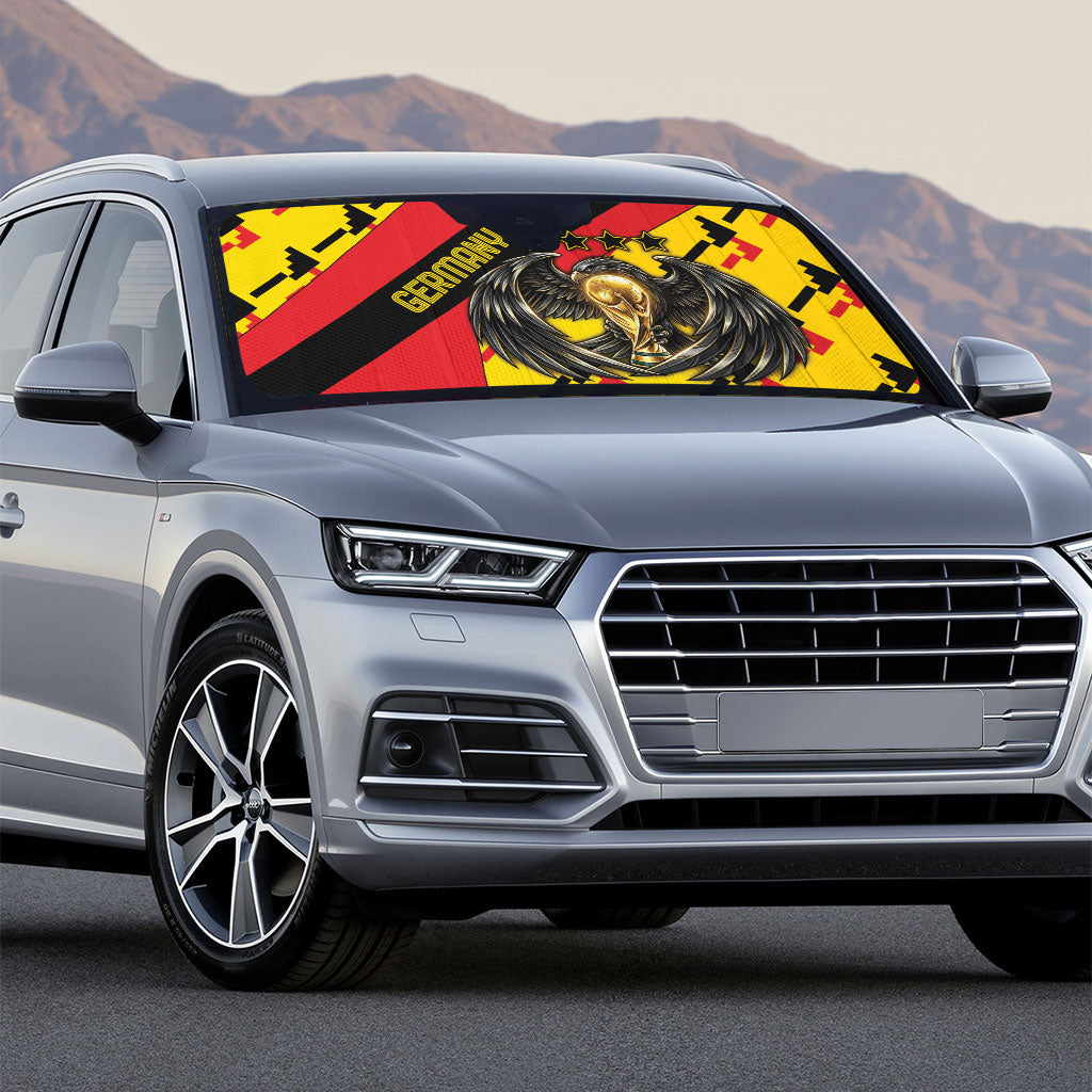 Germany Football Auto Sun Shade Majestic Eagle And Gold Trophy Unique Style