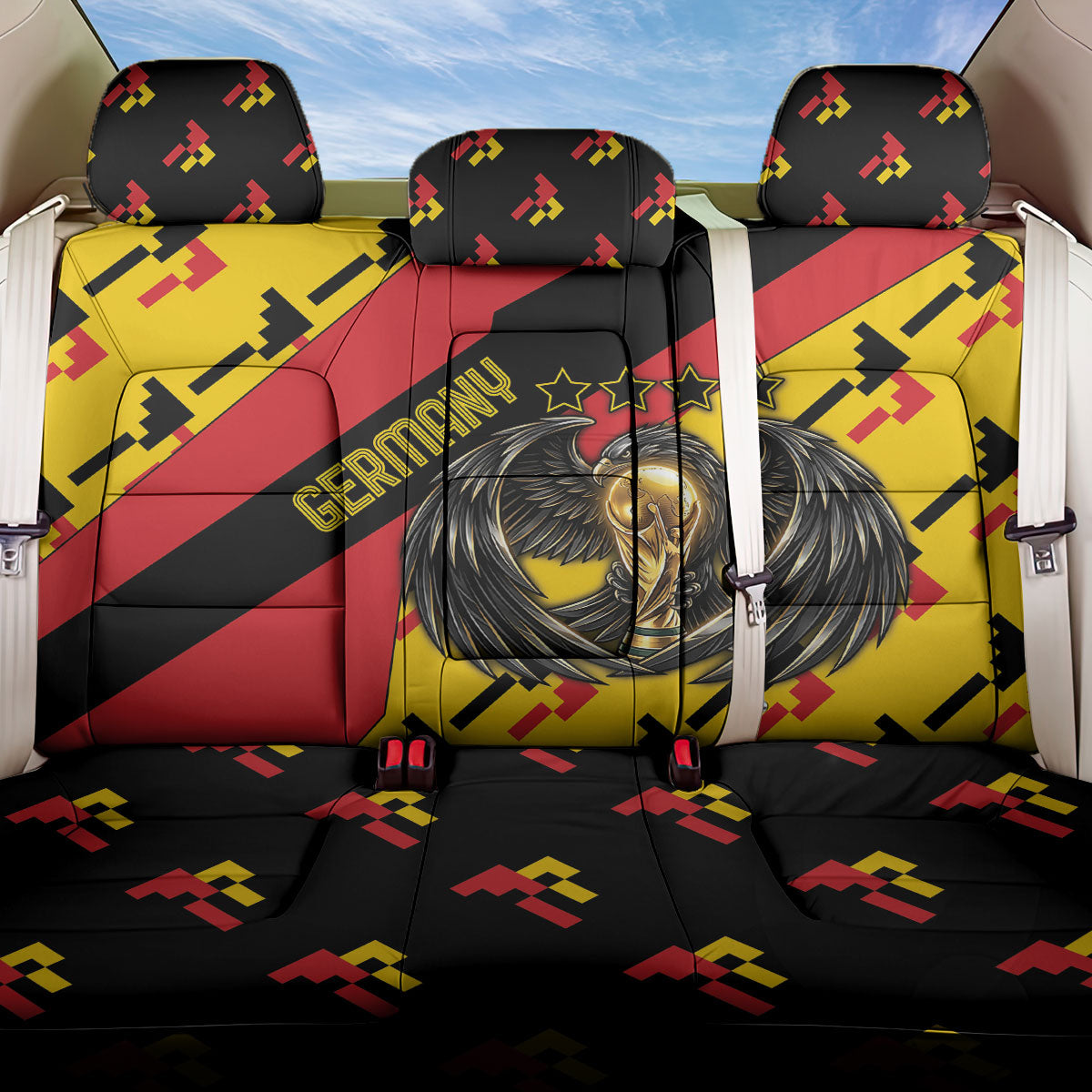 Germany Football Back Car Seat Cover Majestic Eagle And Gold Trophy Unique Style