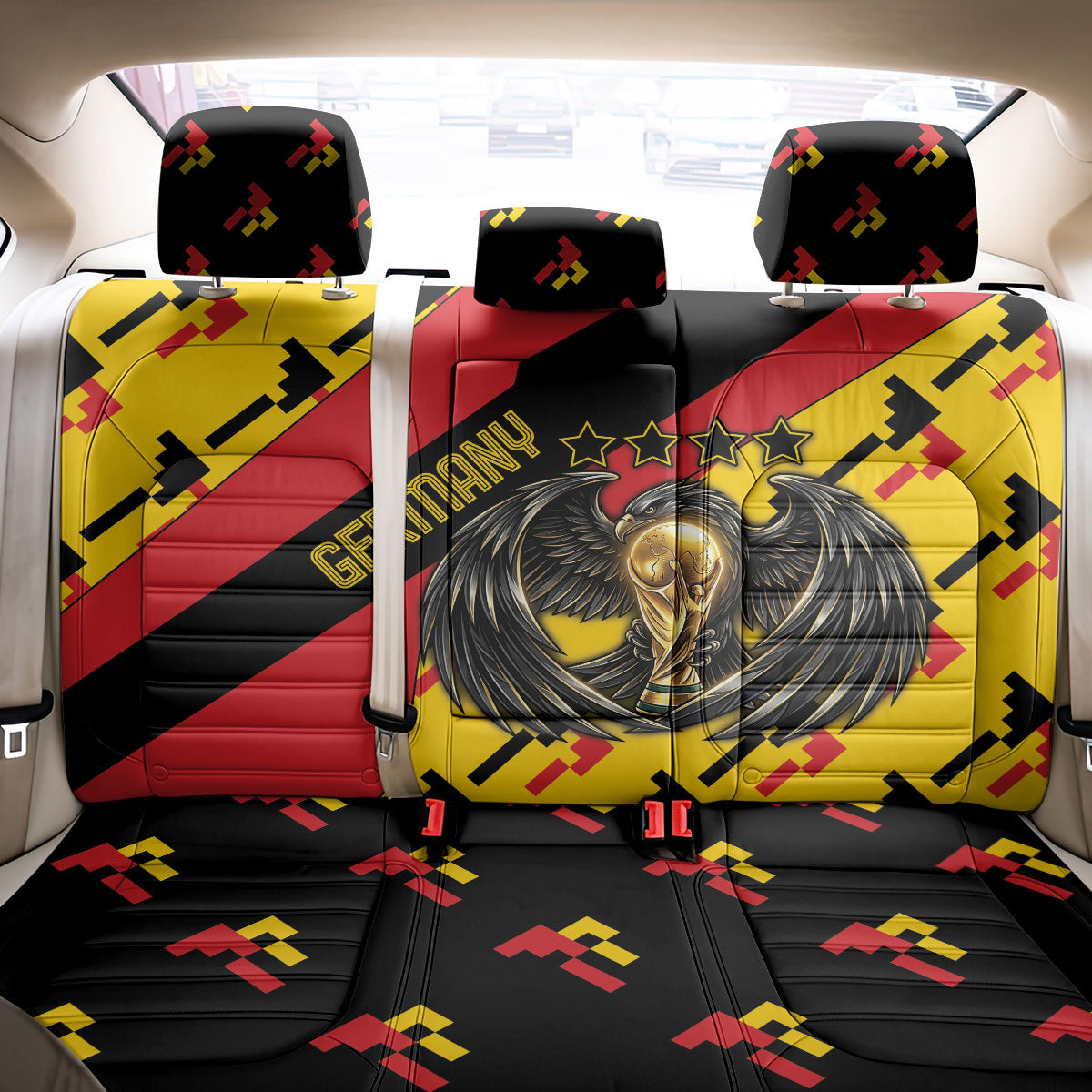 Germany Football Back Car Seat Cover Majestic Eagle And Gold Trophy Unique Style