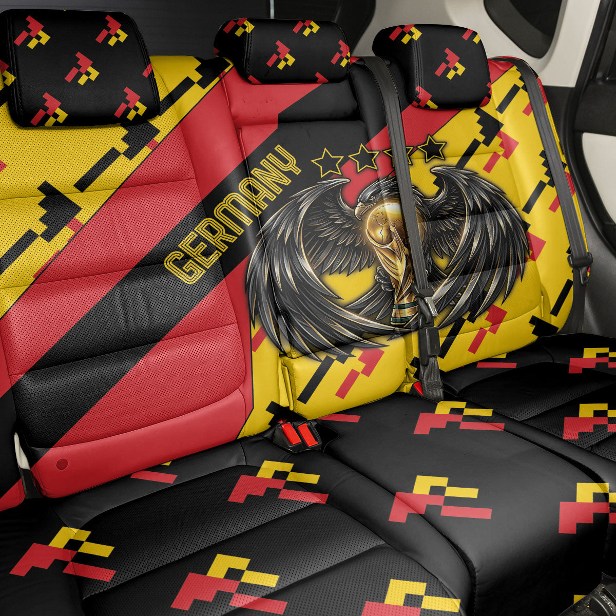 Germany Football Back Car Seat Cover Majestic Eagle And Gold Trophy Unique Style