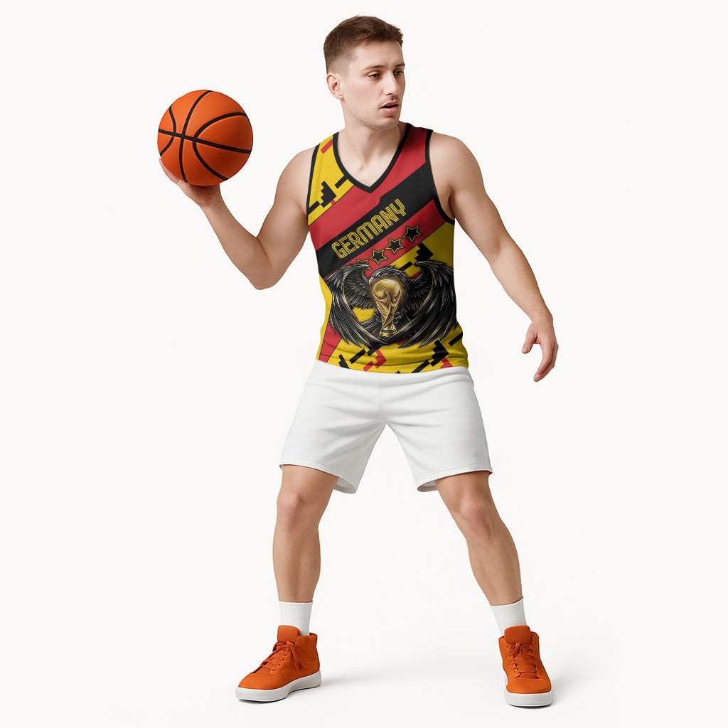 Custom Germany Football Basketball Jersey Majestic Eagle And Gold Trophy Unique Style