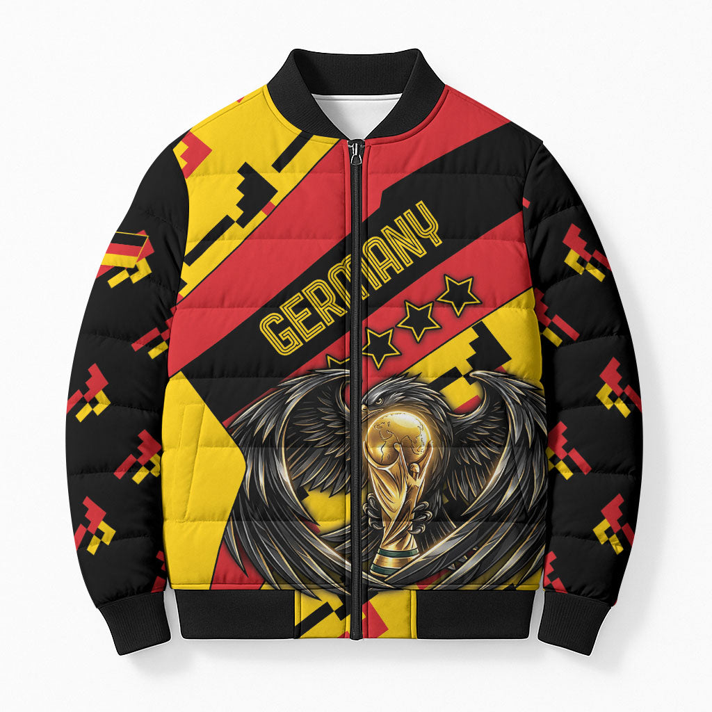 Custom Germany Football Bomber Puffer Jacket Majestic Eagle And Gold Trophy Unique Style
