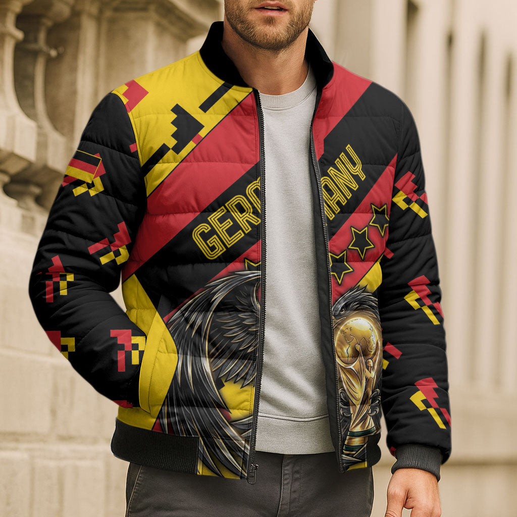 Custom Germany Football Bomber Puffer Jacket Majestic Eagle And Gold Trophy Unique Style