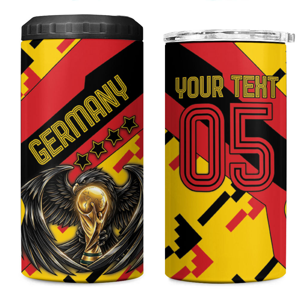 Custom Germany Football 4 in 1 Can Cooler Tumbler Majestic Eagle And Gold Trophy Unique Style