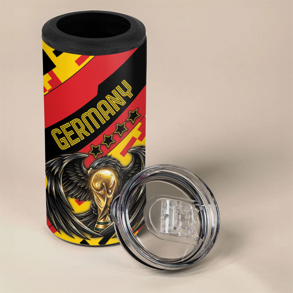 Custom Germany Football 4 in 1 Can Cooler Tumbler Majestic Eagle And Gold Trophy Unique Style