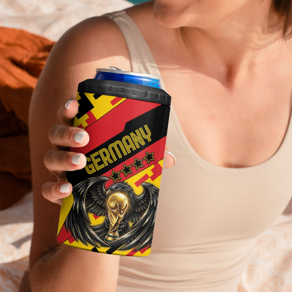 Custom Germany Football 4 in 1 Can Cooler Tumbler Majestic Eagle And Gold Trophy Unique Style