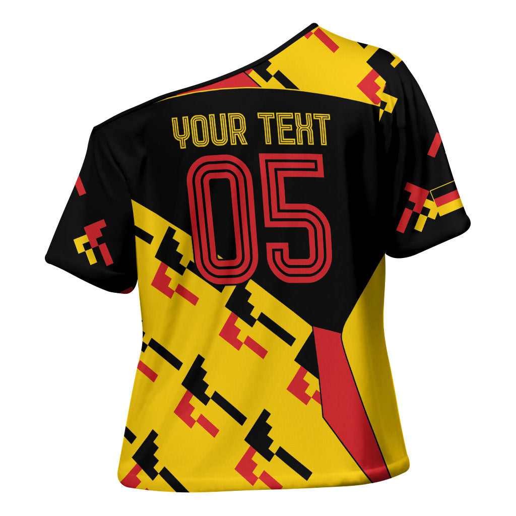 Custom Germany Football Cross Shoulder Shirt Majestic Eagle And Gold Trophy Unique Style