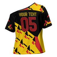 Custom Germany Football Cross Shoulder Shirt Majestic Eagle And Gold Trophy Unique Style