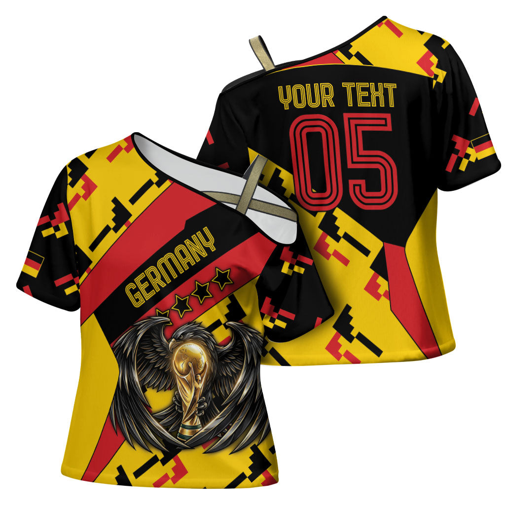 Custom Germany Football Cross Shoulder Shirt Majestic Eagle And Gold Trophy Unique Style