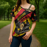 Custom Germany Football Cross Shoulder Shirt Majestic Eagle And Gold Trophy Unique Style