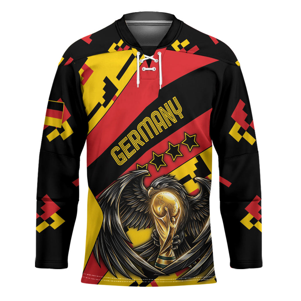Custom Germany Football Hockey Jersey Majestic Eagle And Gold Trophy Unique Style