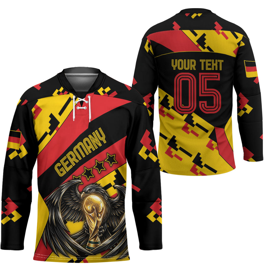 Custom Germany Football Hockey Jersey Majestic Eagle And Gold Trophy Unique Style