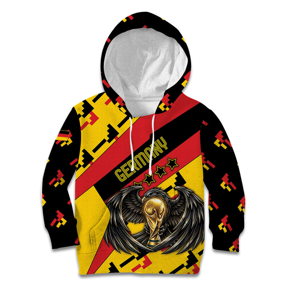 Custom Germany Football Kid Hoodie Majestic Eagle And Gold Trophy Unique Style