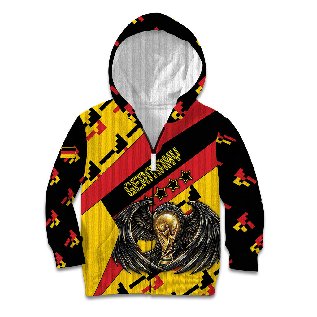 Custom Germany Football Kid Hoodie Majestic Eagle And Gold Trophy Unique Style