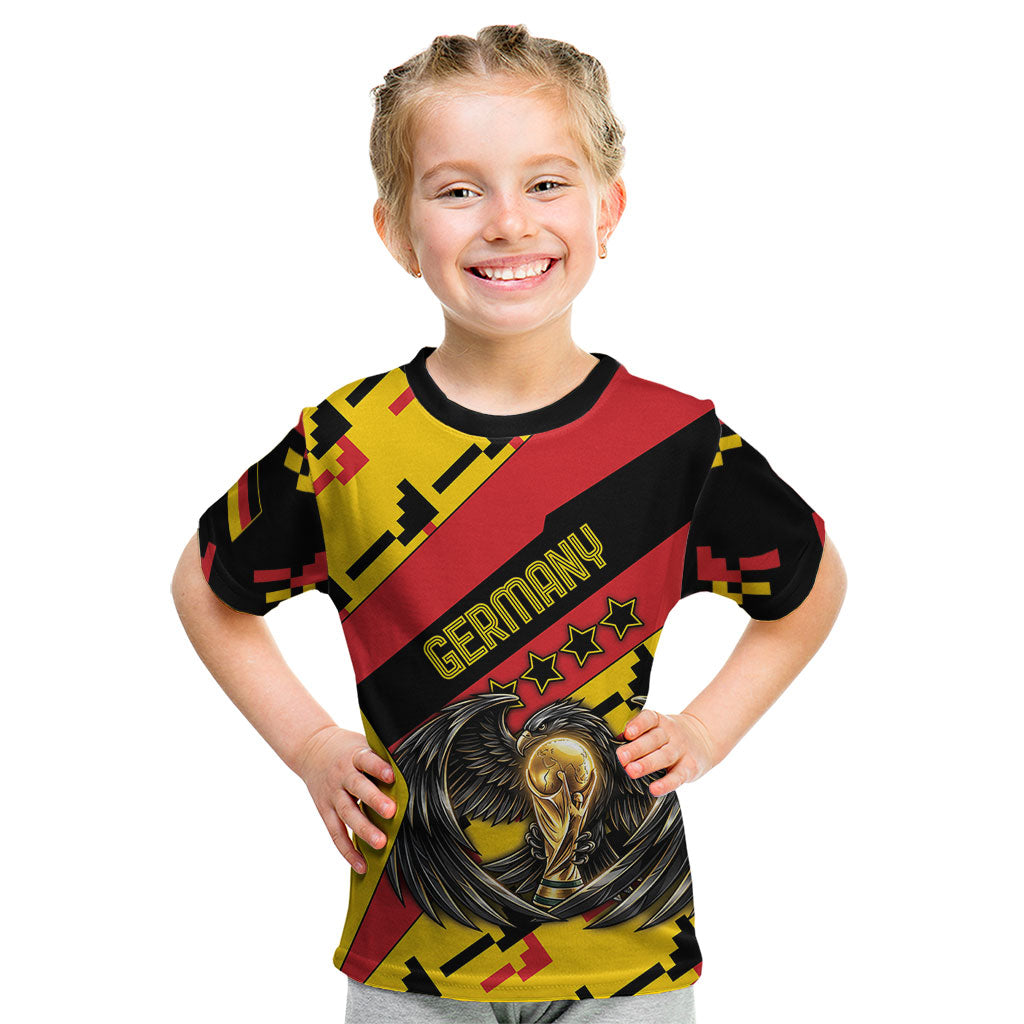 Custom Germany Football Kid T Shirt Majestic Eagle And Gold Trophy Unique Style
