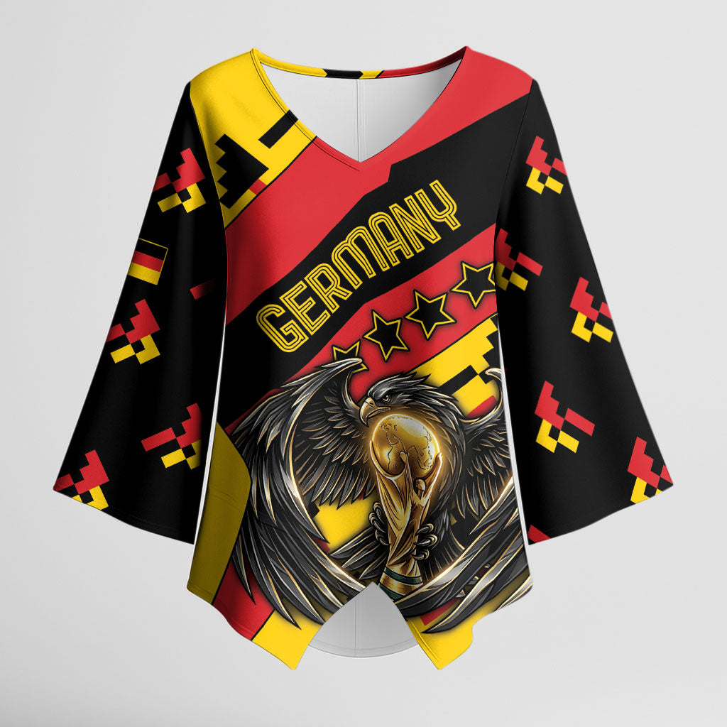 Custom Germany Football Kimono Sleeve Blouse Majestic Eagle And Gold Trophy Unique Style