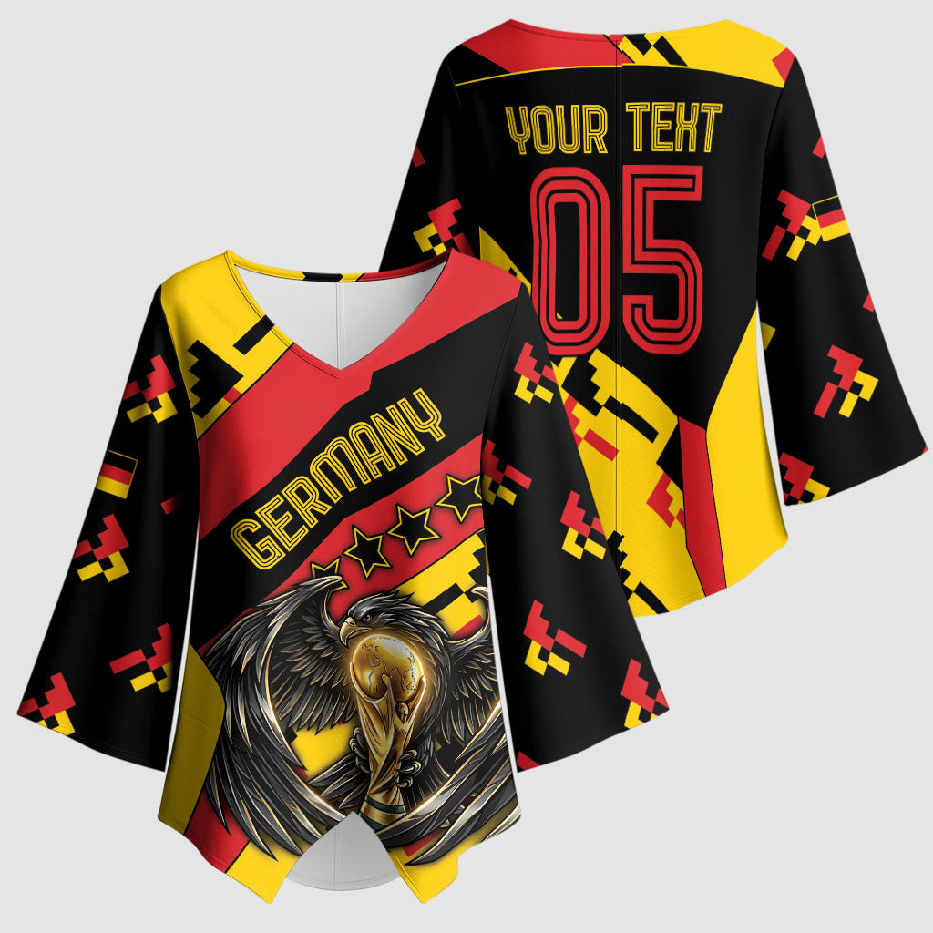 Custom Germany Football Kimono Sleeve Blouse Majestic Eagle And Gold Trophy Unique Style